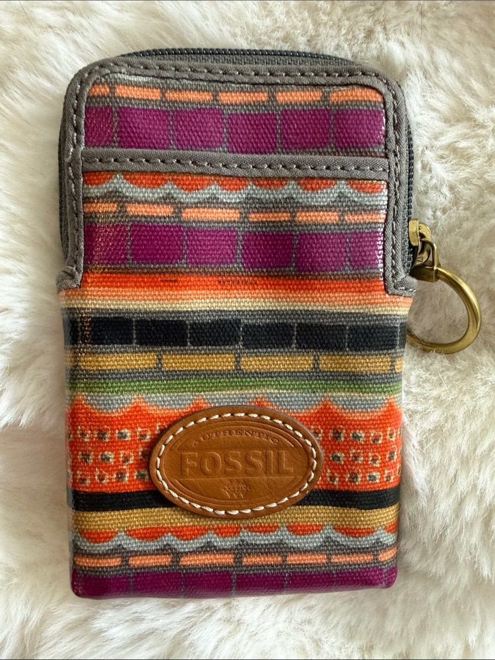 Fossil Multicolor Striped “Keyper” Keychain Wallet